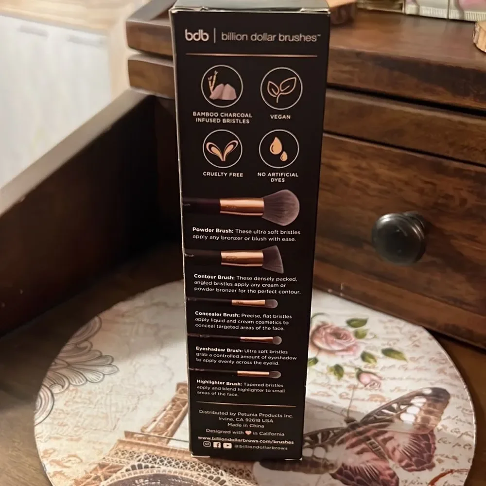 NEW! BDB Billion Dollar Beauty Charcoal Infused Brush Set of (5)